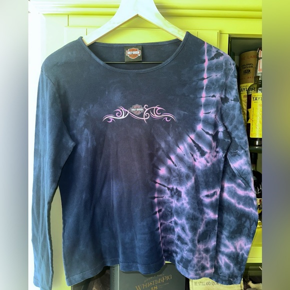 Harley-Davidson Tops - Harley-Davidson Blue and Purple Tie-Dye Long Sleeve